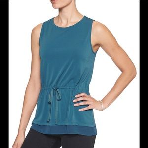 BananaRepublic sleeveless blue tunic w/ tie waist
